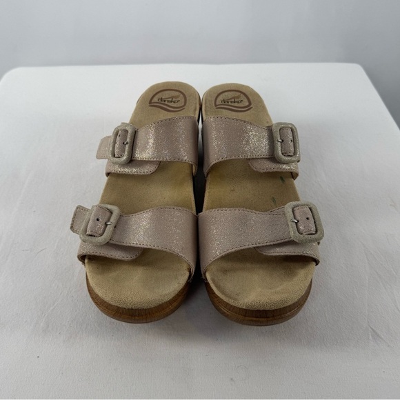 Dansko Sophie Strappy Leather Platform Sandals in Glitter Tan Size 10.5 or 11 - Picture 5 of 6